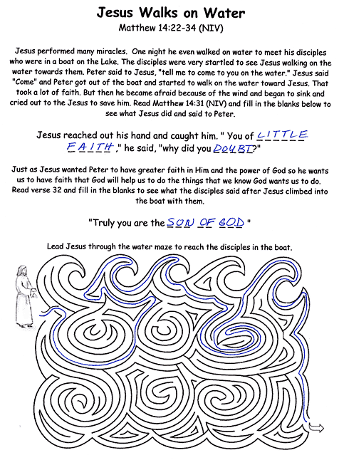 Jesus Walks On Water Bible Mazes This Jesus Walks On