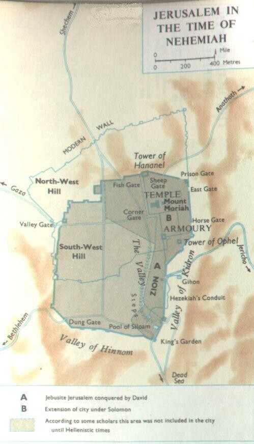 Map of Jerusalem in the time of Nehemiah