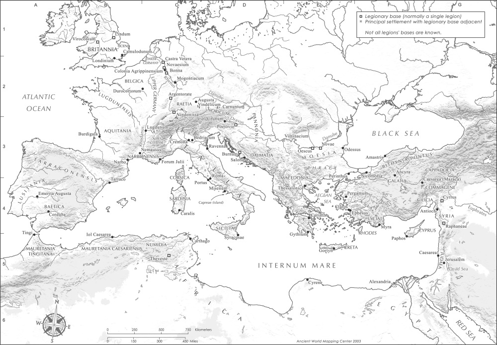 Map of Roman Empire in 69 A.D. (before Jerusalem destroyed)