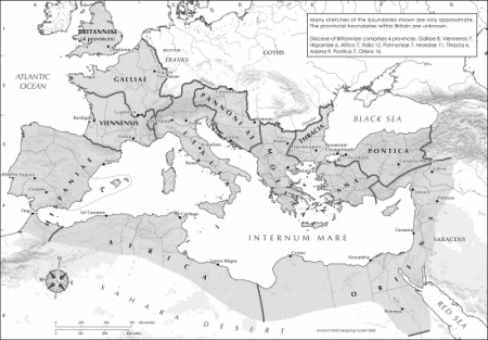 Map of Roman Empire of Diocletian and Constantine